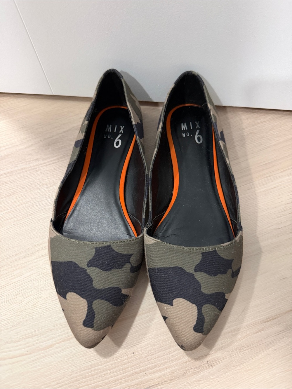 Mix No. 6 Camouflage Pointed-Toe Flats in Olive and Black